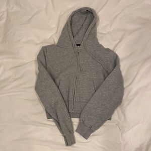 cropped heather grey crystal hoodie from brandy melville